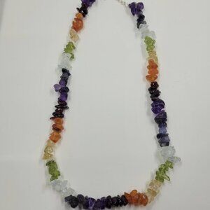 Natural Multi-Stone Chip Necklace | Chakra Rainbow Gemstone Choker